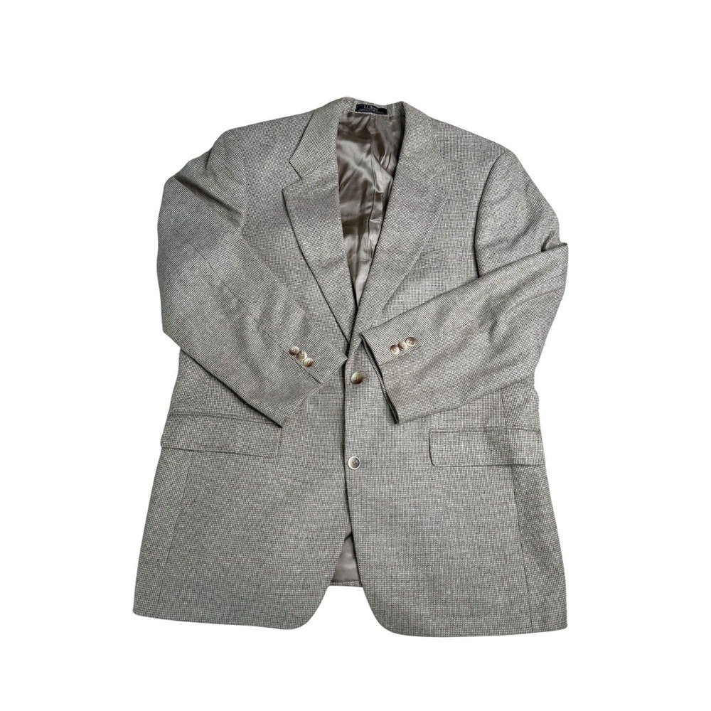 L.L.Bean Men's 42R Silk Wool Blend Blazer‎ Sport Coat Herringbone Neutral